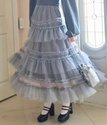 lovilyn 티어드 샤샤 스커트 그레이