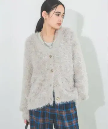 지나시스 슬라브 니트 퍼 V 가디건