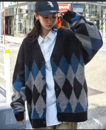 모헤어 라이크 컬러링 니트 오버 루즈 가디건 L