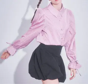 lovilyn 로즈 자카드 셔츠 블라우스 핑크