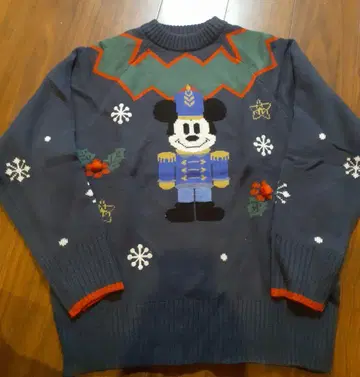 미키마우스 긴팔 스웨터 네이비 싸개 인형 크리스마스