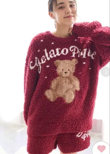 젤라또피케 젤라또 스노우 베어 자카드 풀오버 레드