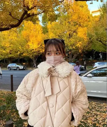 에피누 퀼팅 자켓 후리 착용