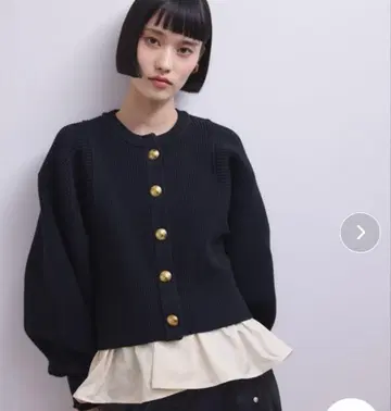 ADAM ET ROPE' 페플럼 콤비 니트 가디건