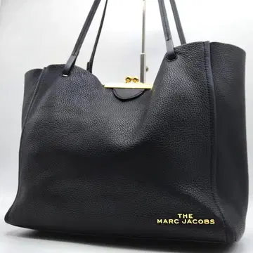 마크제이콥스 토트백 가마구치 천연 가죽 네이비 주름 가죽 A4 수납 자립