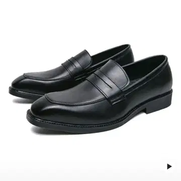 남성용 블랙 로퍼 합성 피혁