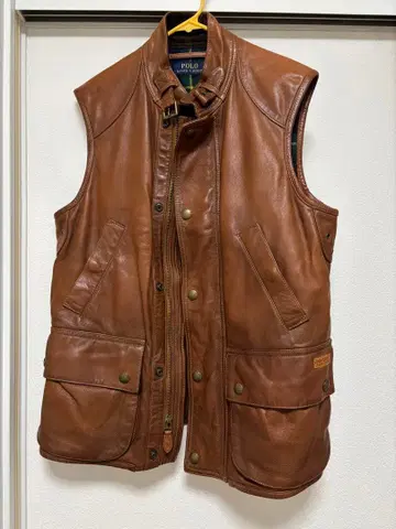POLO 브라운 가죽 베스트 새상품급