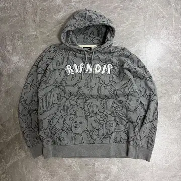 레어 RIPNDIP 올 패턴 후드티 후디 그레이