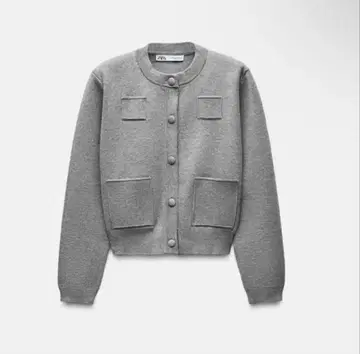 [ ZARA ] 플레인 니트 자켓 패디드 숄더 S 사이즈