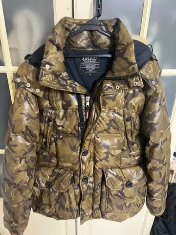 bawo 카모 패턴 다운 자켓 후드 탈부착 가능