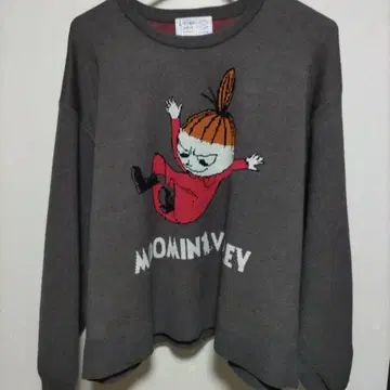 미사용 새상품 여성용 무민 캐릭터 자수 니트 4L 다크 브라운