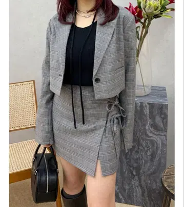 EVRIS 셋업 자켓 스커트 리본