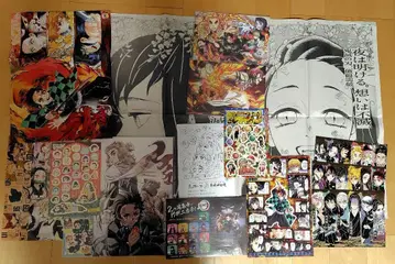 귀멸의 칼날 포스터 스티커 영화 특전 신문 등 세트