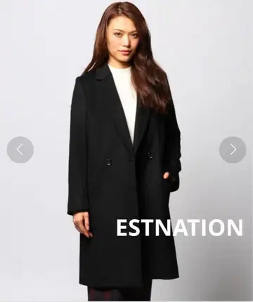 새상품급 에스트네이션 울 비버 멜톤 체스터 코트 블랙