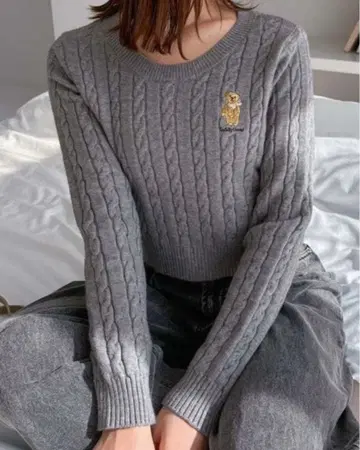 [ Heather ] 그레이 케이블 니트 M 사이즈