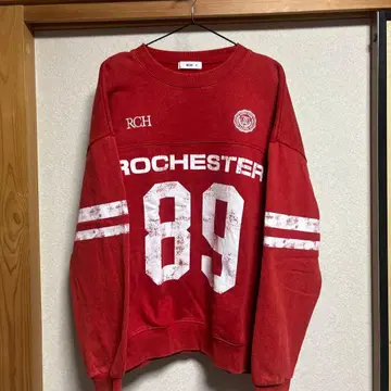 WEGO 케미컬 워시 넘버링 풀오버 M 사이즈 빨간색