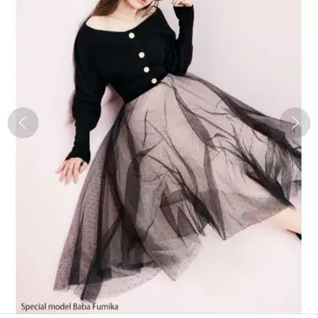 snidel 가디건 x 샤샤 스커트 블랙 스나이델