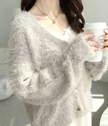 mily bilet 샤기 몰 후드 2WAY 가디건