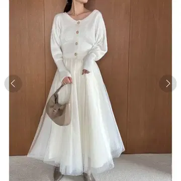 snidel 가디건 x 샤샤 스커트 세트 화이트 스나이델