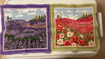 페이러 포 시즌즈 라벤더와 꽃밭 자수 손수건 2개 세트