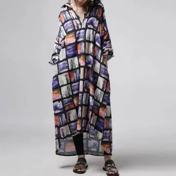 새상품급*안티카*아트 패턴 스키퍼 셔츠 원피스