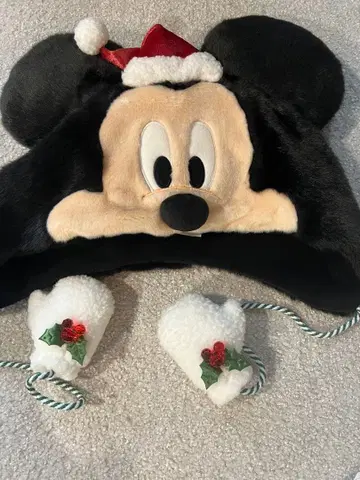 택 포함 새상품 미키마우스 팬캡 산타 모자 디즈니 크리스마스