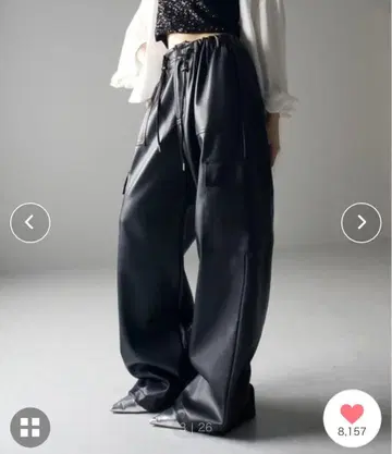 2WAY 인조 가죽 와이드 카고 팬츠