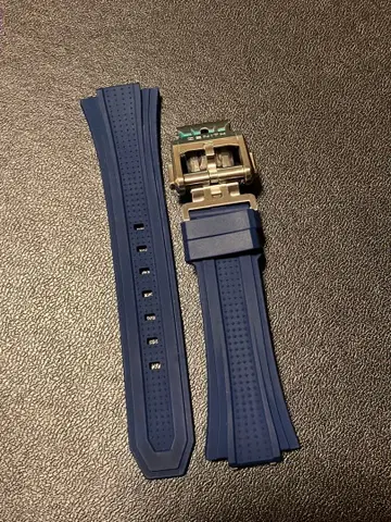 ZENITH 네이비 고무 벨트 오리지널 버클 포함