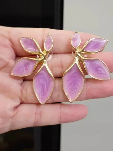 플라워 디자인 핑크 귀걸이 약 5cm