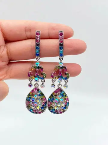 컬러풀 스톤 드롭형 귀걸이