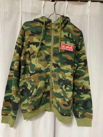 x-girl 카모플라쥬 집업 후드티