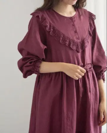 TSUHARU by SamansaMos2 린넨 밑단 자수 레이스 원피스