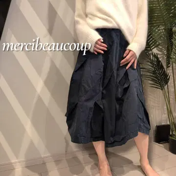 mercibeaucoup 치노 랜덤 턱 플레어 스커트 사이즈 1 S