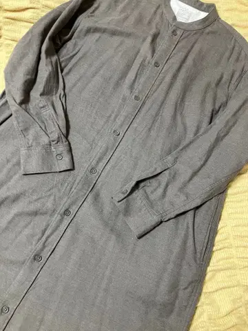 새상품급 무인양품 MUJI 밴드 카라 플란넬 셔츠 원피스 모카 S-M