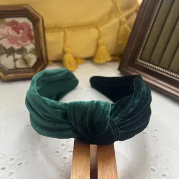 다크 그린 벨벳 헤어밴드