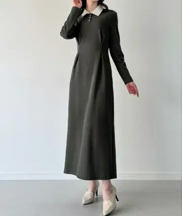 JUNOAH 턱 타이트 폴로 셔츠 원피스