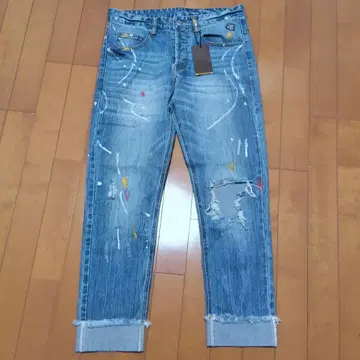 LIBEIRO 리베이로 데님 팬츠 인디고 데미지 가공 사이즈 L