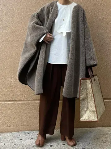 시티샵 일본제 보아 판초 코트