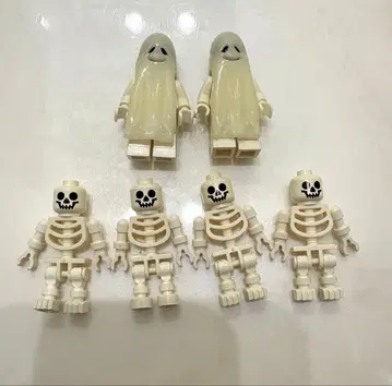 초기 LEGO 정품 스켈레톤 고스트 (축광) 미니 피규어 6체 세트