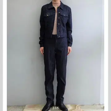 라메 믹스 스트레치 데님 팬츠