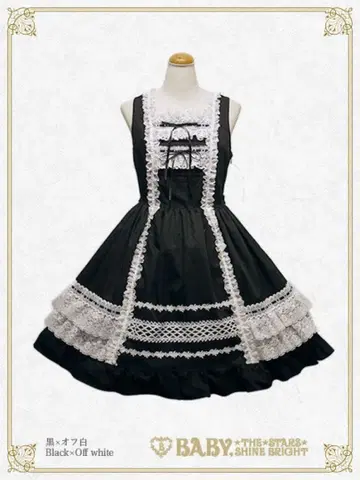 BABY 레이스 프릴 오버롤 스커트 베이비 블랙 x 오프화이트