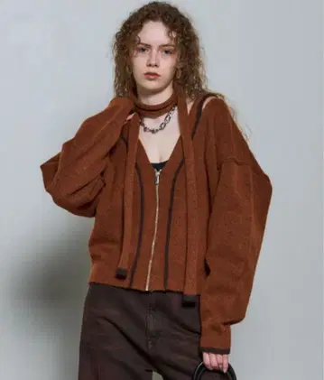 스톨 튤 슬릿 가디건