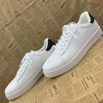 새상품 남성용 26.0cm 인조 가죽 코트 스니커즈 화이트 블랙 2415