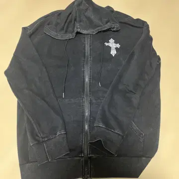 블랙 크로스 디자인 후드티