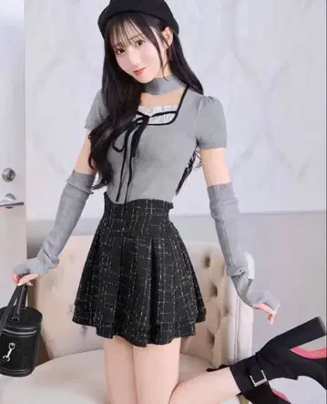 미셸 마카롱 슬림 레그가 되는 트위드 스커트 S 사이즈