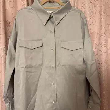 그레이 긴팔 셔츠 허리 리본 포함