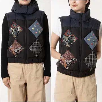 데시구알 패드 쇼트 오버코트 블랙 2way 다운 베스트