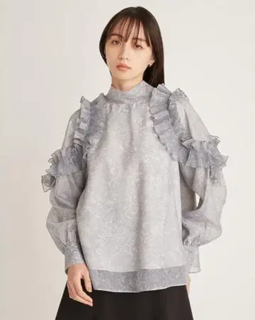 새상품급 SNIDEL Sustainable 플리츠 오간자 시스루 블라우스