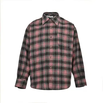 플란넬 셔츠 핑크와 블랙 체크 무늬 사이즈