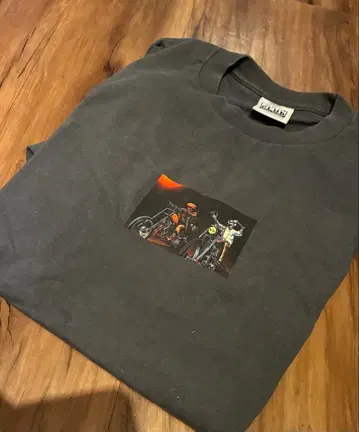 PRO CLUB 그레이 T셔츠 바이크 프린트